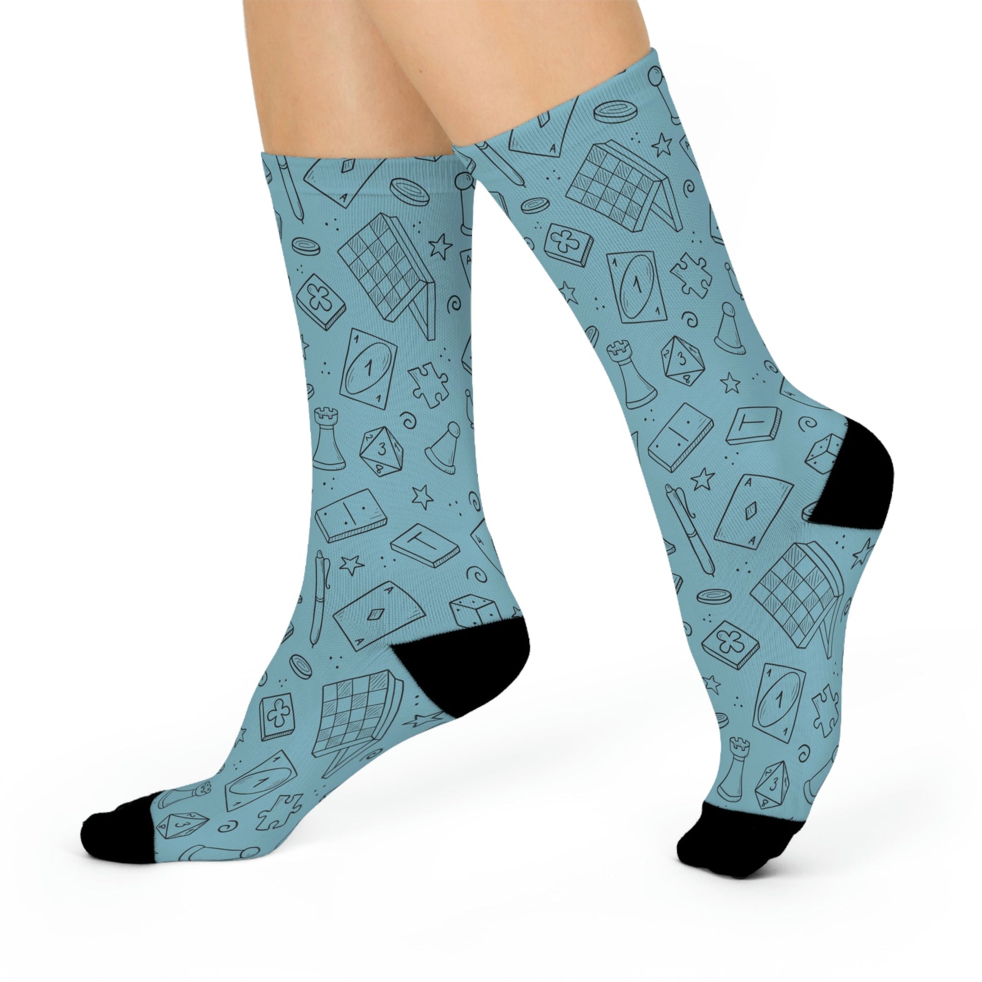 Game Night Socks Unisex Adult Stretchy Mid Calf Original Atlas Wanderlust