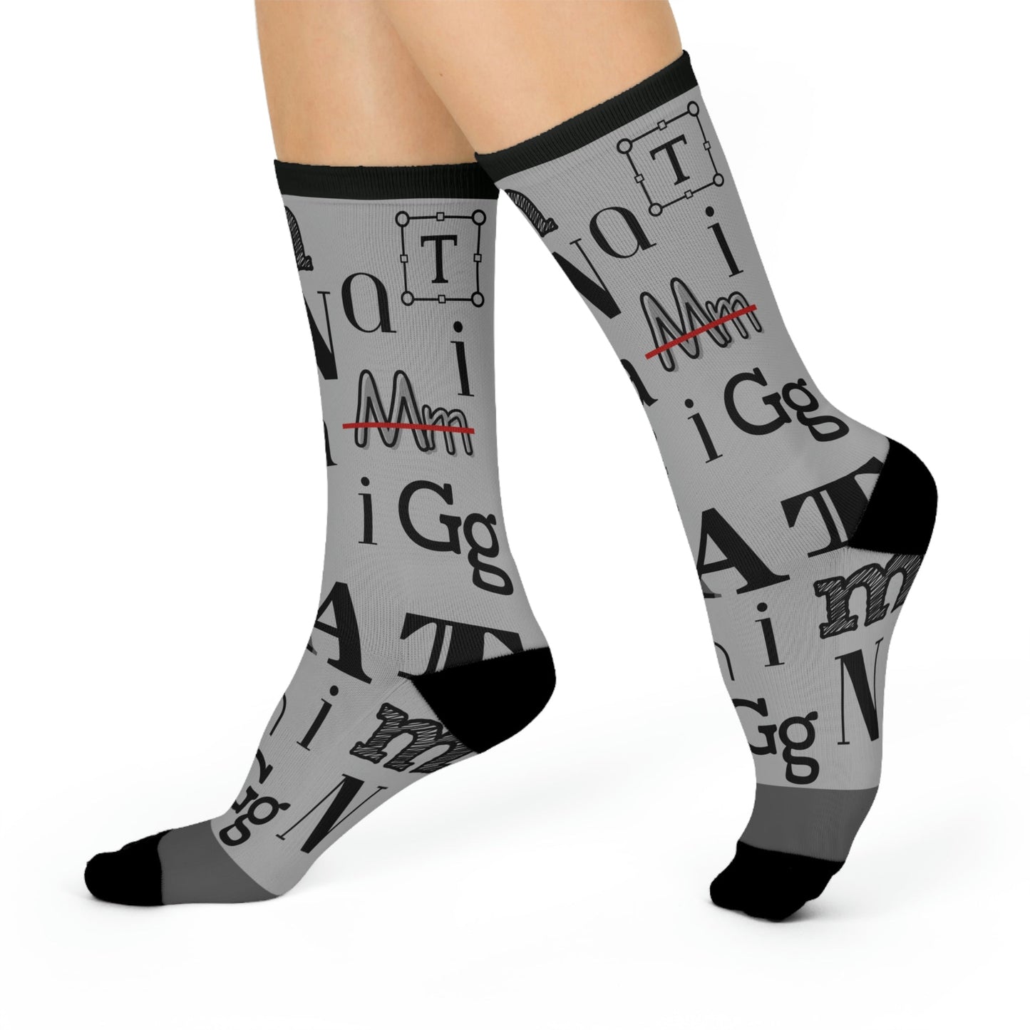 Font Frenzy Socks Typography Unisex Adult Stretchy Mid Calf Original Atlas Wanderlust