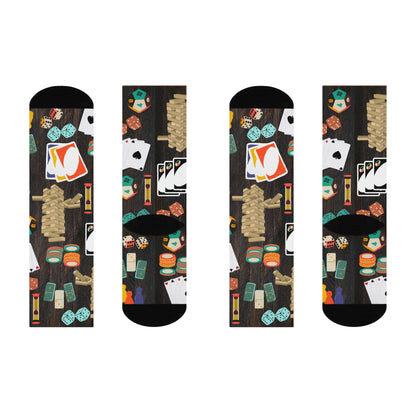 Family Game Night Socks Fun at Large! Unisex Adult Stretchy Mid Calf Original Atlas Wanderlust