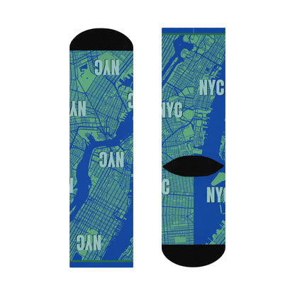 NYC Socks Map Central Park Unisex Adult Stretchy Mid Calf Atlas Wanderlust