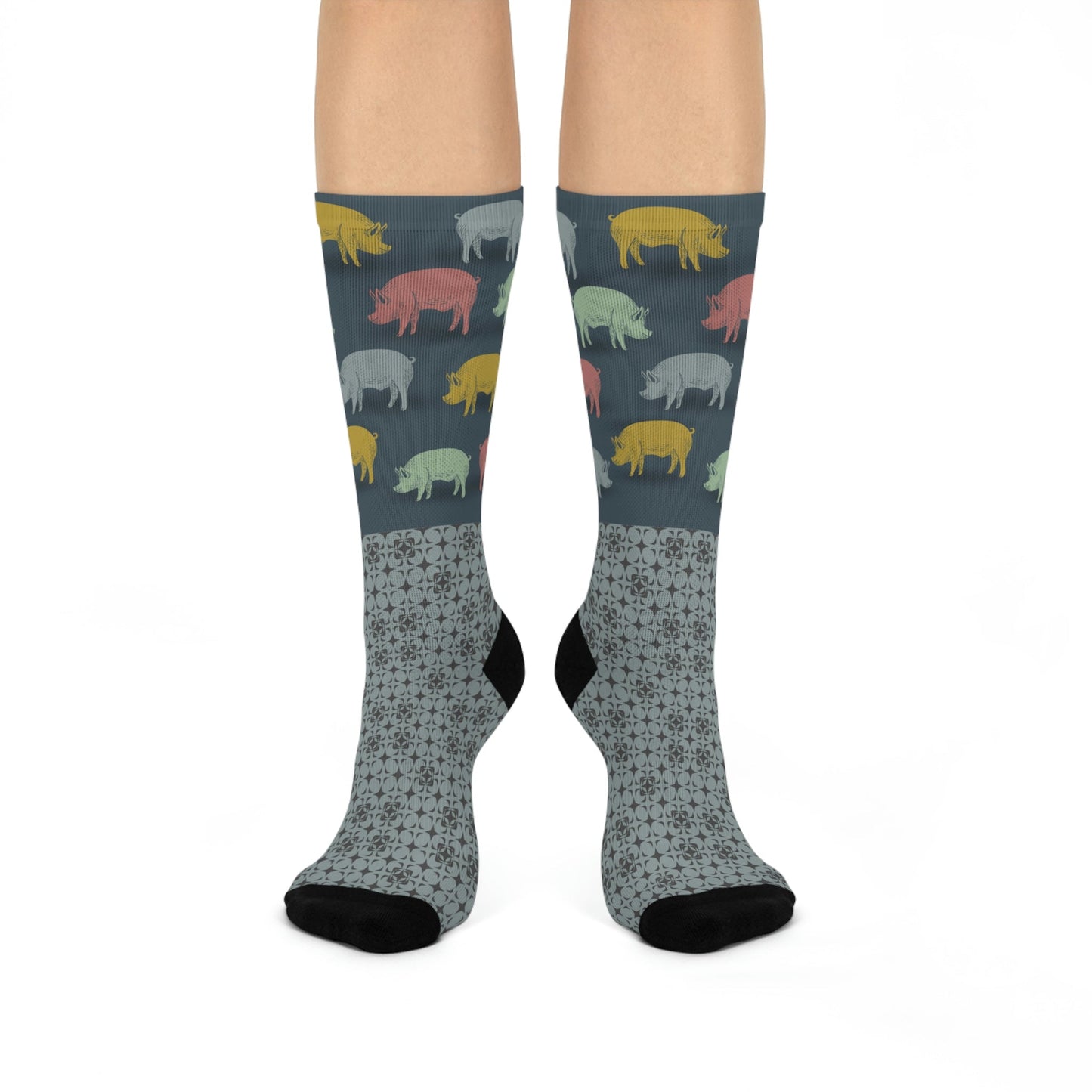 Pig Socks Unisex Adult Stretchy Mid Calf Original Atlas Wanderlust