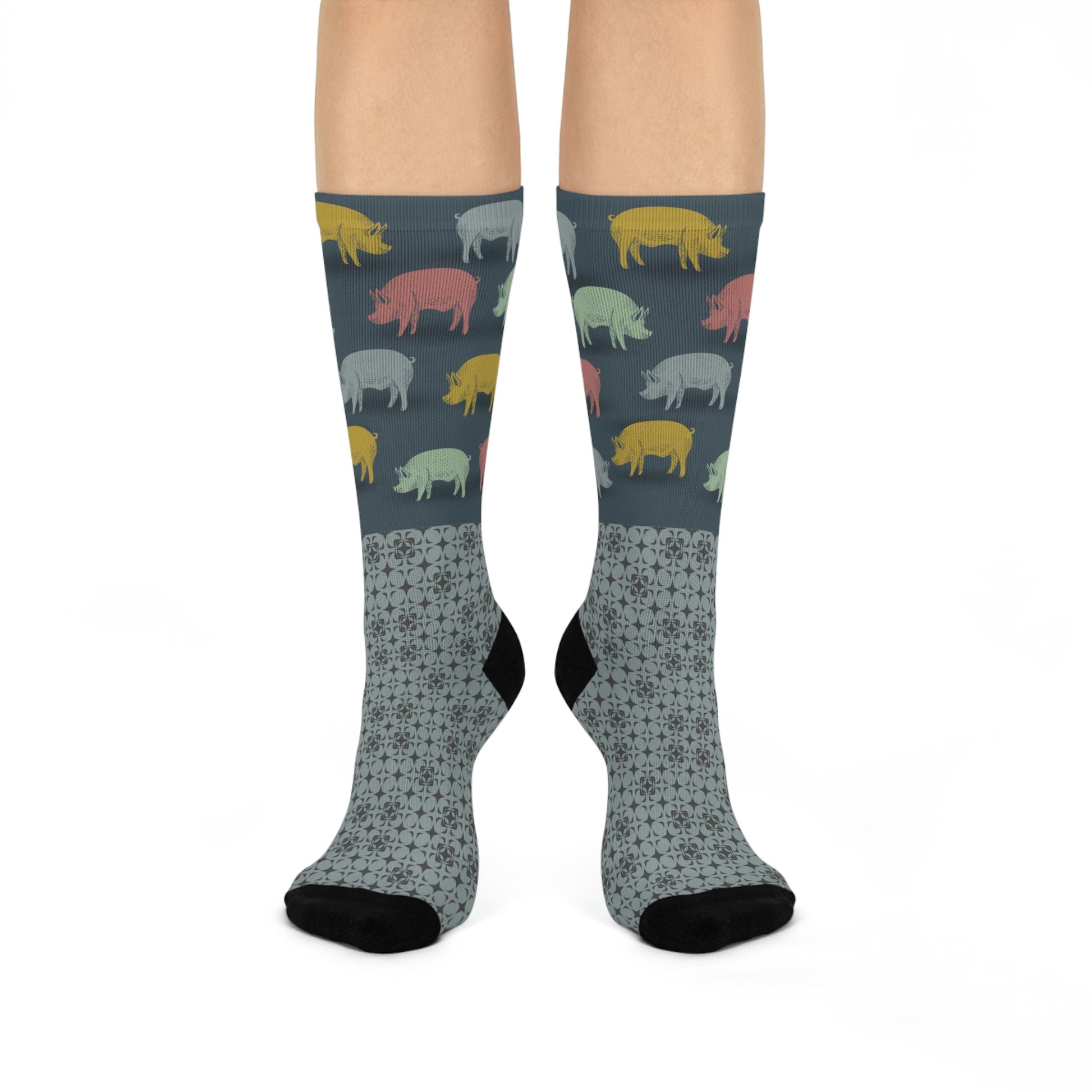 Pig Socks Unisex Adult Stretchy Mid Calf Original Atlas Wanderlust