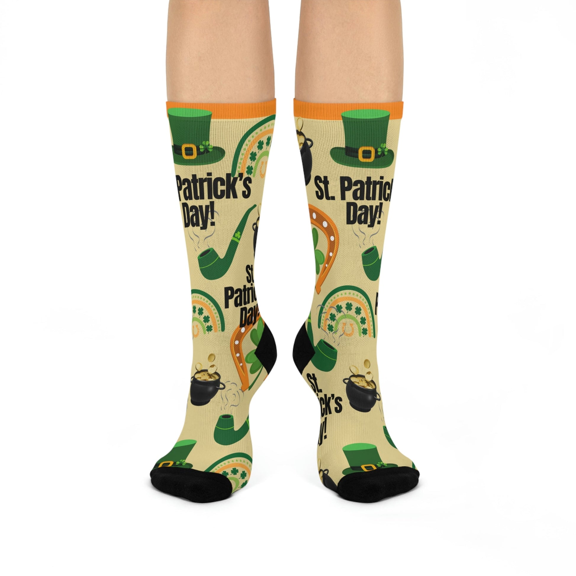 St. Patrick’s Day Socks Pot of Gold Unisex Adult Stretchy Mid Calf Original Atlas Wanderlust