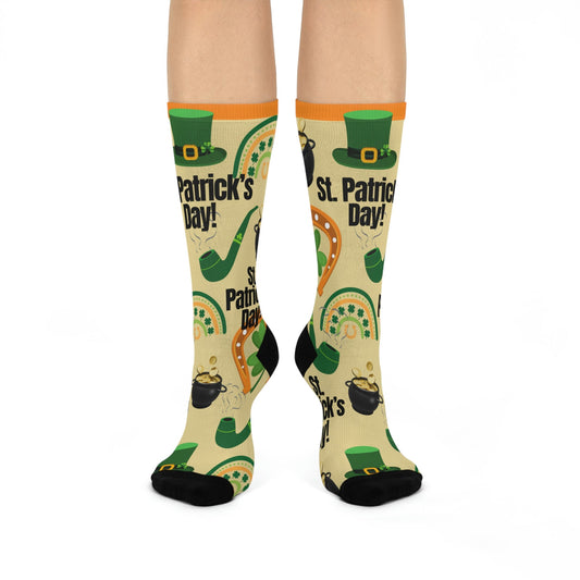 St. Patrick’s Day Socks Pot of Gold Unisex Adult Stretchy Mid Calf Original Atlas Wanderlust