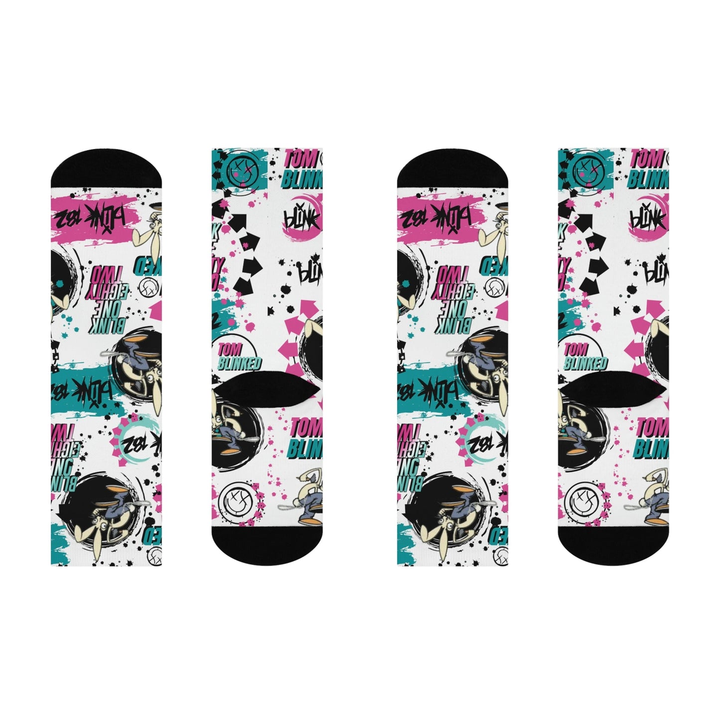 Blink 182 Socks Tom Blinked White Unisex Adult Mid Calf Atlas Wanderlust
