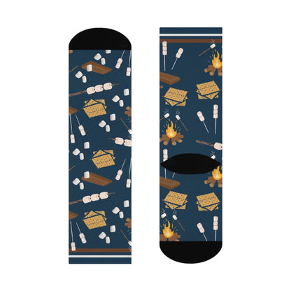 S’mores Socks Campfire Unisex Adult Stretchy Mid Calf Original Atlas Wanderlust