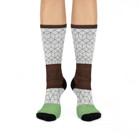 Tile and Wood Socks Flooring Unisex Adult Stretchy Mid Calf Original Atlas Wanderlust