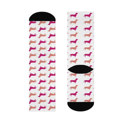 Dachshund Crew Socks! magenta and latte dachshund, great gift! modern, trendy, cute wiener dog socks! - The Dapper Dogg