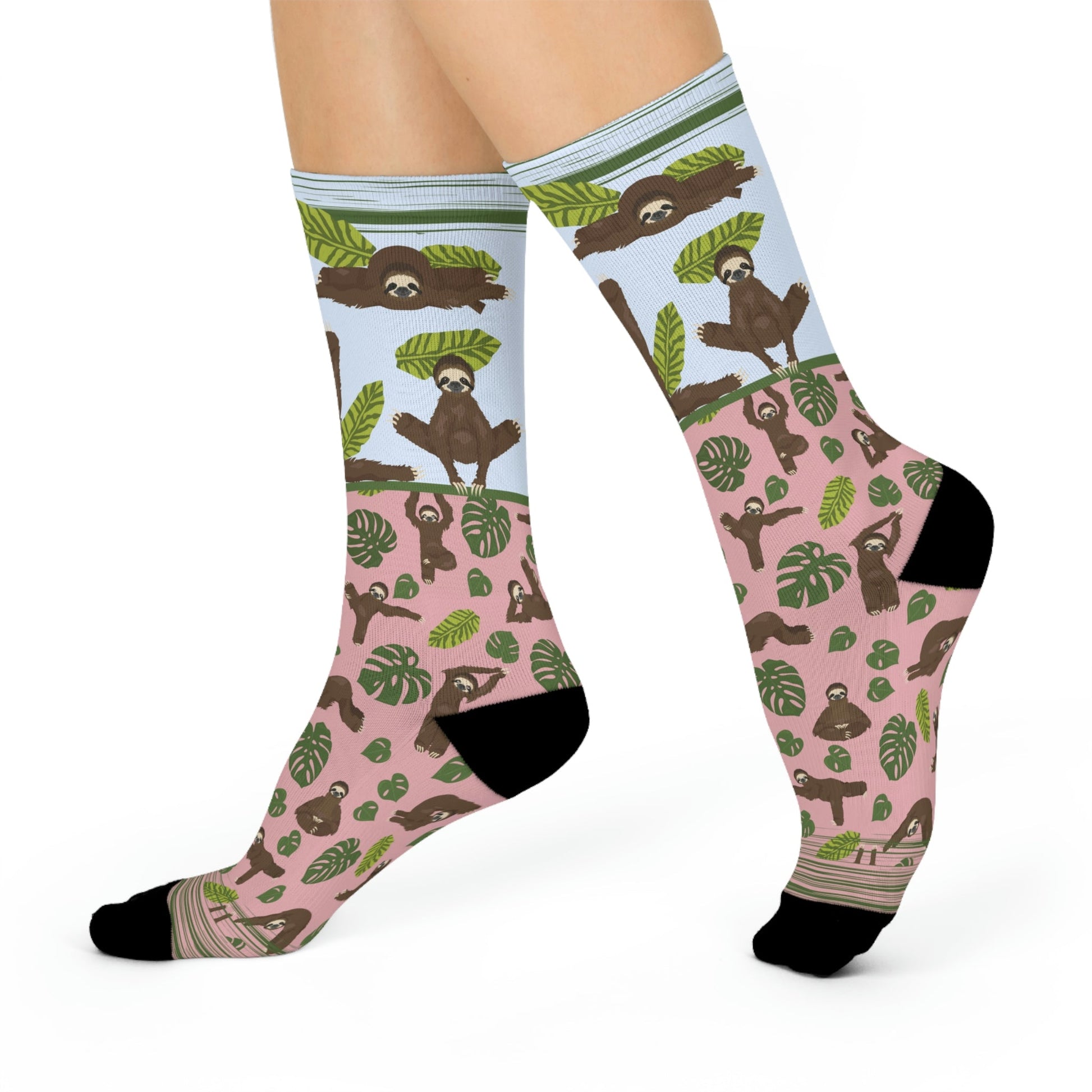 Sloths in Motion= Slotion Socks! Unisex Adult Stretchy Mid Calf Original Atlas Wanderlust