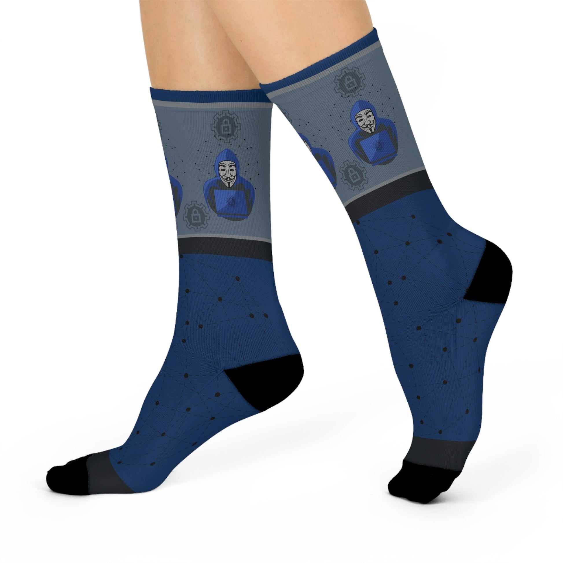 Hacker Socks Cyber Attack Unisex Adult Stretchy Mid Calf Original Atlas Wanderlust