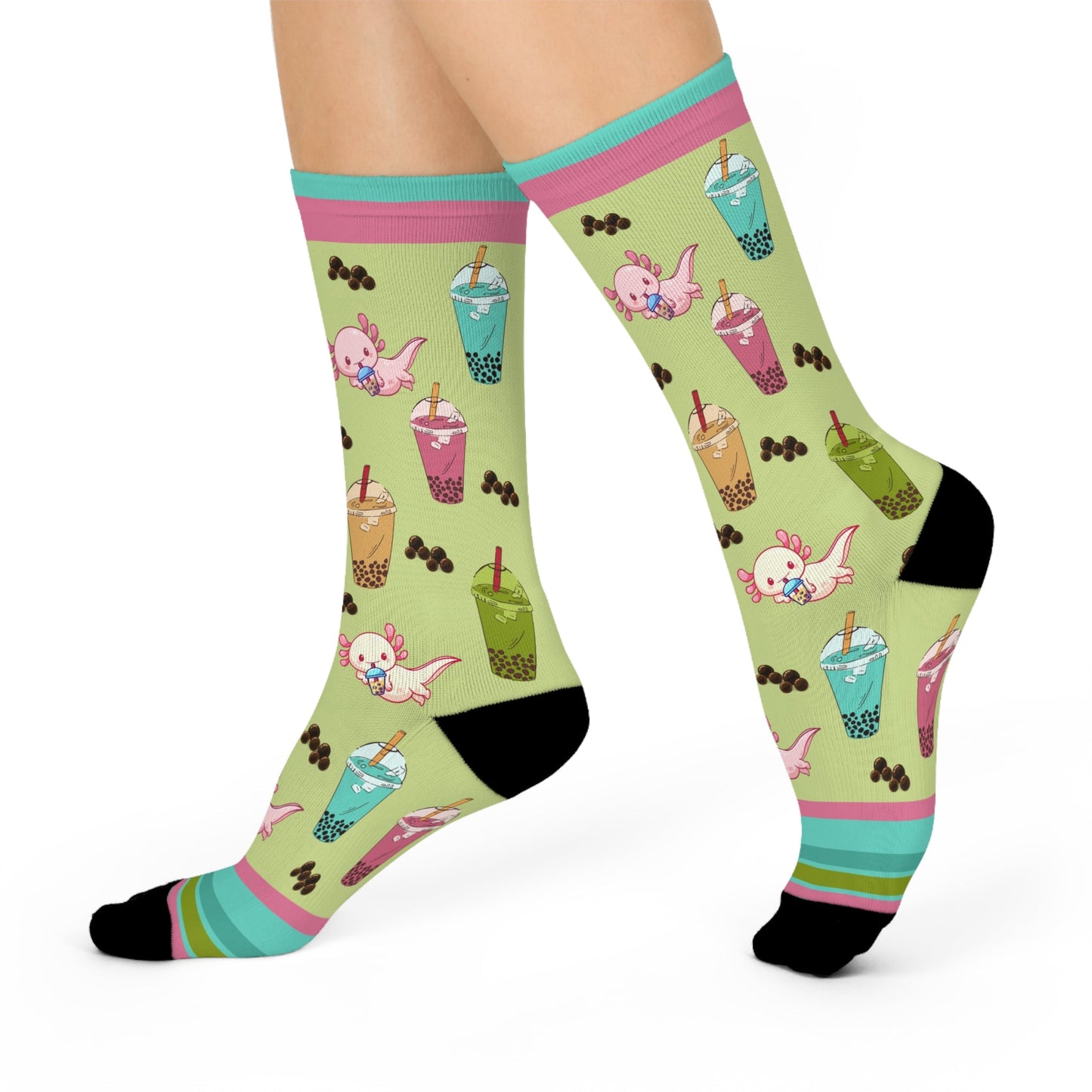 Bubble Tea Socks Tapioca Unisex Adult Stretchy Mid Calf Original Atlas Wanderlust