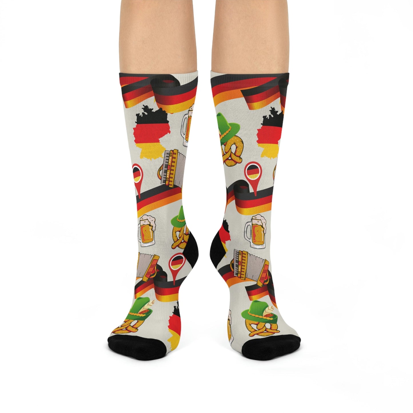 German Socks Pretzels Unisex Adult Stretchy Mid Calf Original Atlas Wanderlust