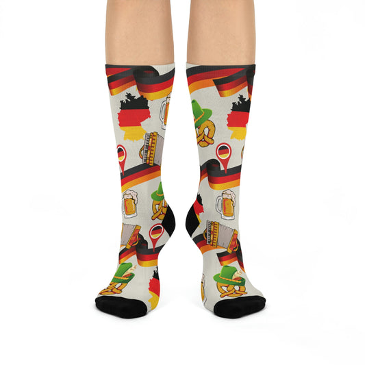 German Socks Pretzels Unisex Adult Stretchy Mid Calf Original Atlas Wanderlust
