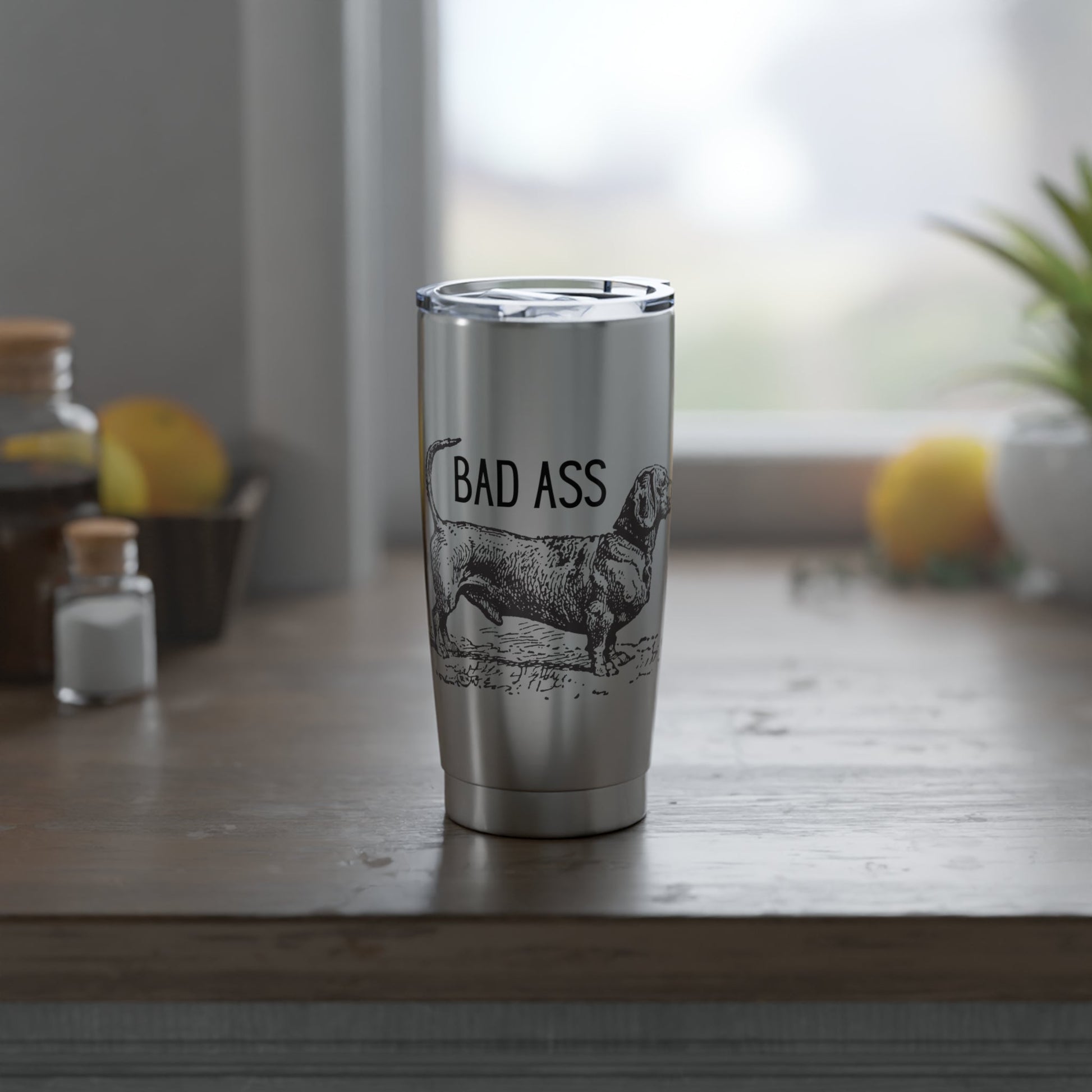 Dachshund Tumbler – Bad Ass Line Art Dog Design Atlas Wanderlust