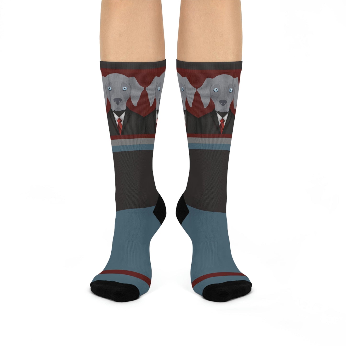 Weimaraner Socks Well-Suited Unisex Adult Stretchy Mid Calf Original Atlas Wanderlust