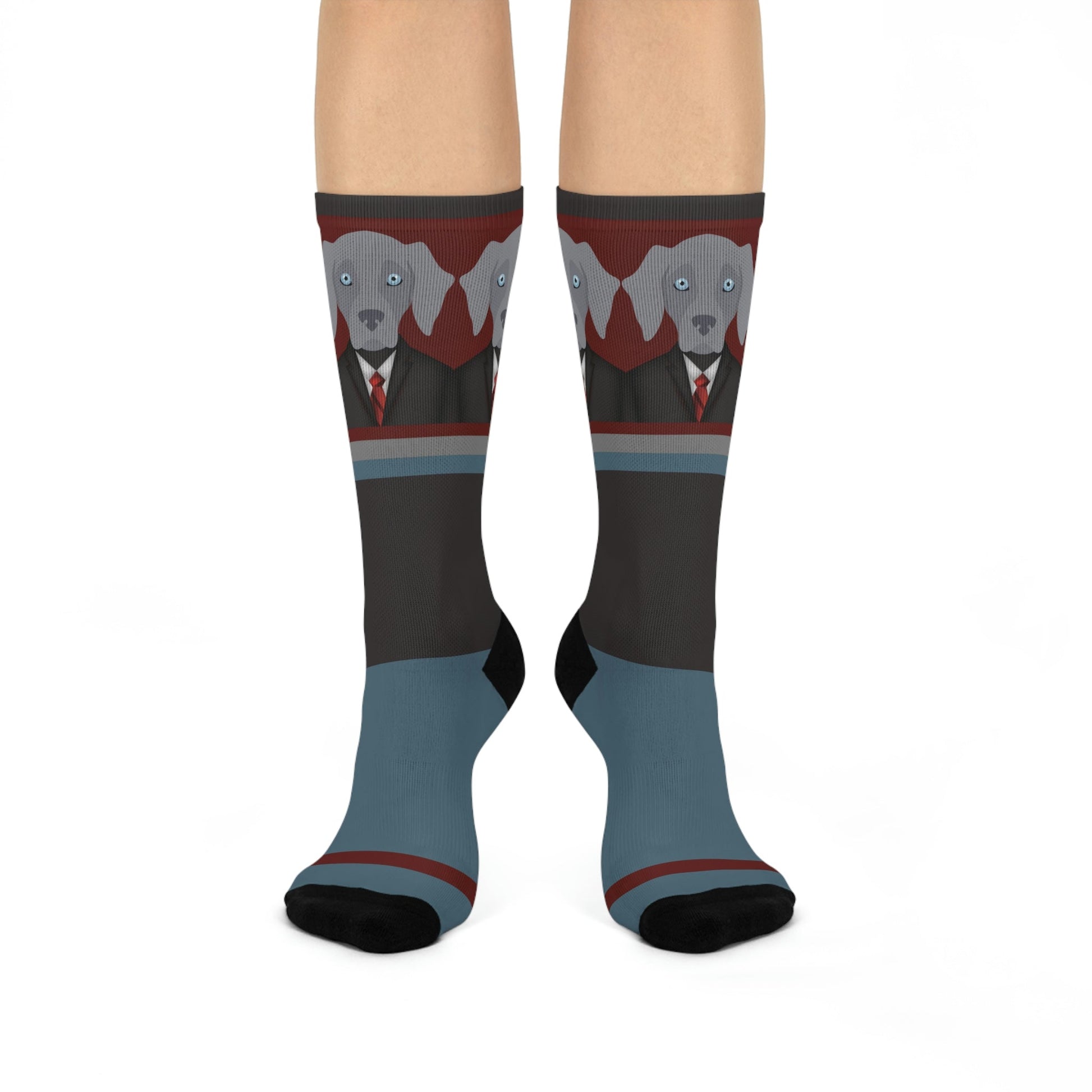 Weimaraner Socks Well-Suited Unisex Adult Stretchy Mid Calf Original Atlas Wanderlust