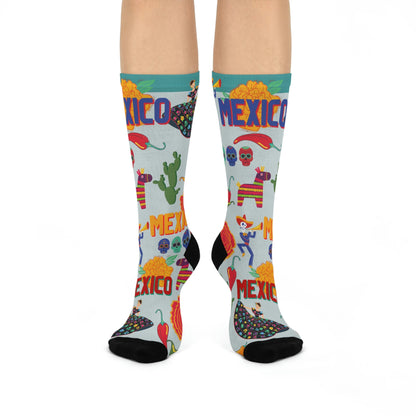 Mexico Socks Food Culture Unisex Adult Stretchy Mid Calf Original Atlas Wanderlust