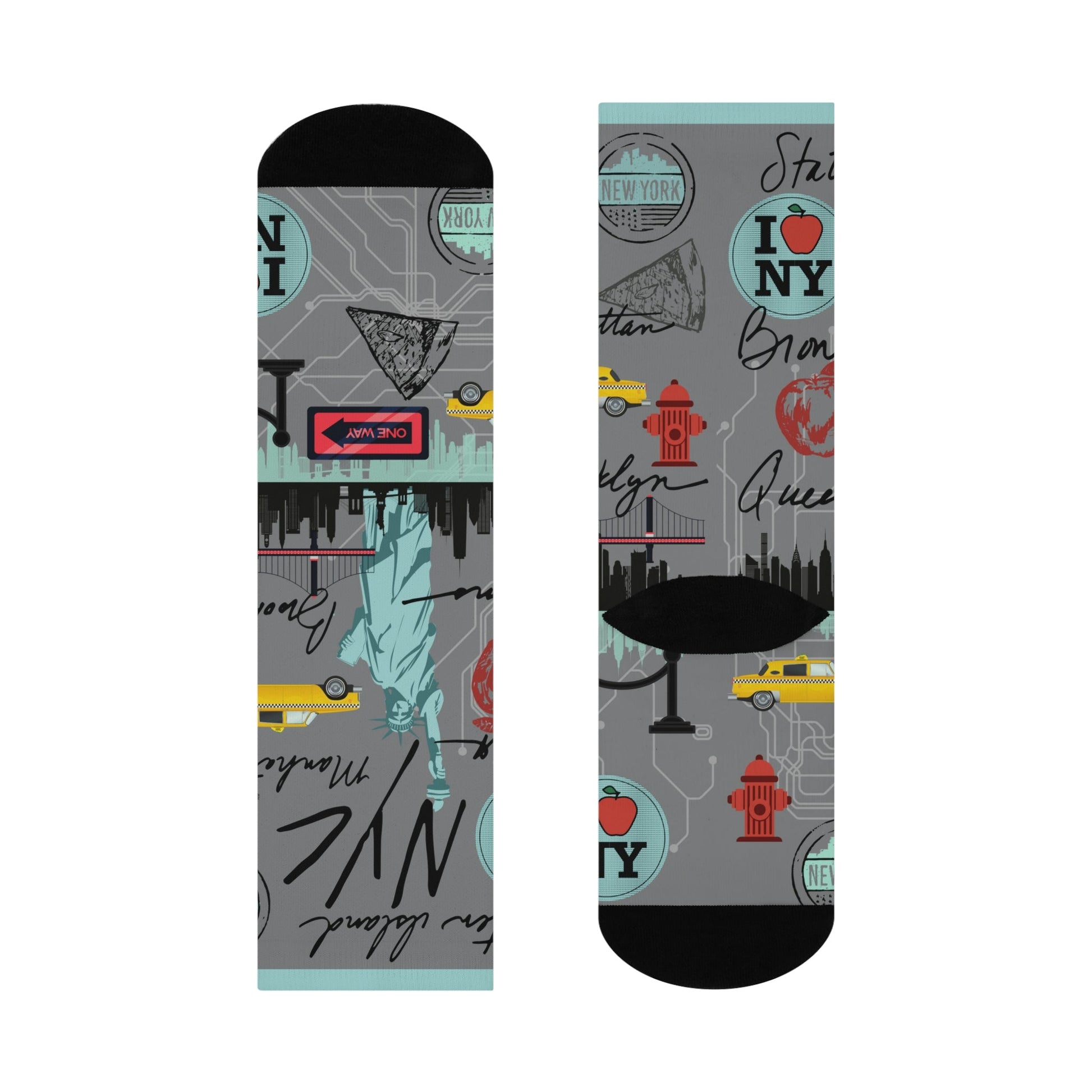 NYC Socks Aqua Map Lady Liberty Unisex Adult Stretchy Atlas Wanderlust