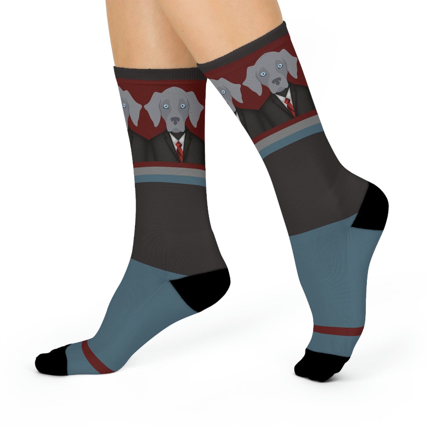 Weimaraner Socks Well-Suited Unisex Adult Stretchy Mid Calf Original Atlas Wanderlust
