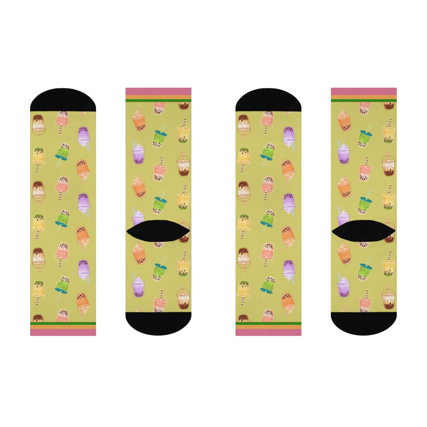 Bubble Tea Socks Boba Unisex Adult Stretchy Mid Calf Original Atlas Wanderlust