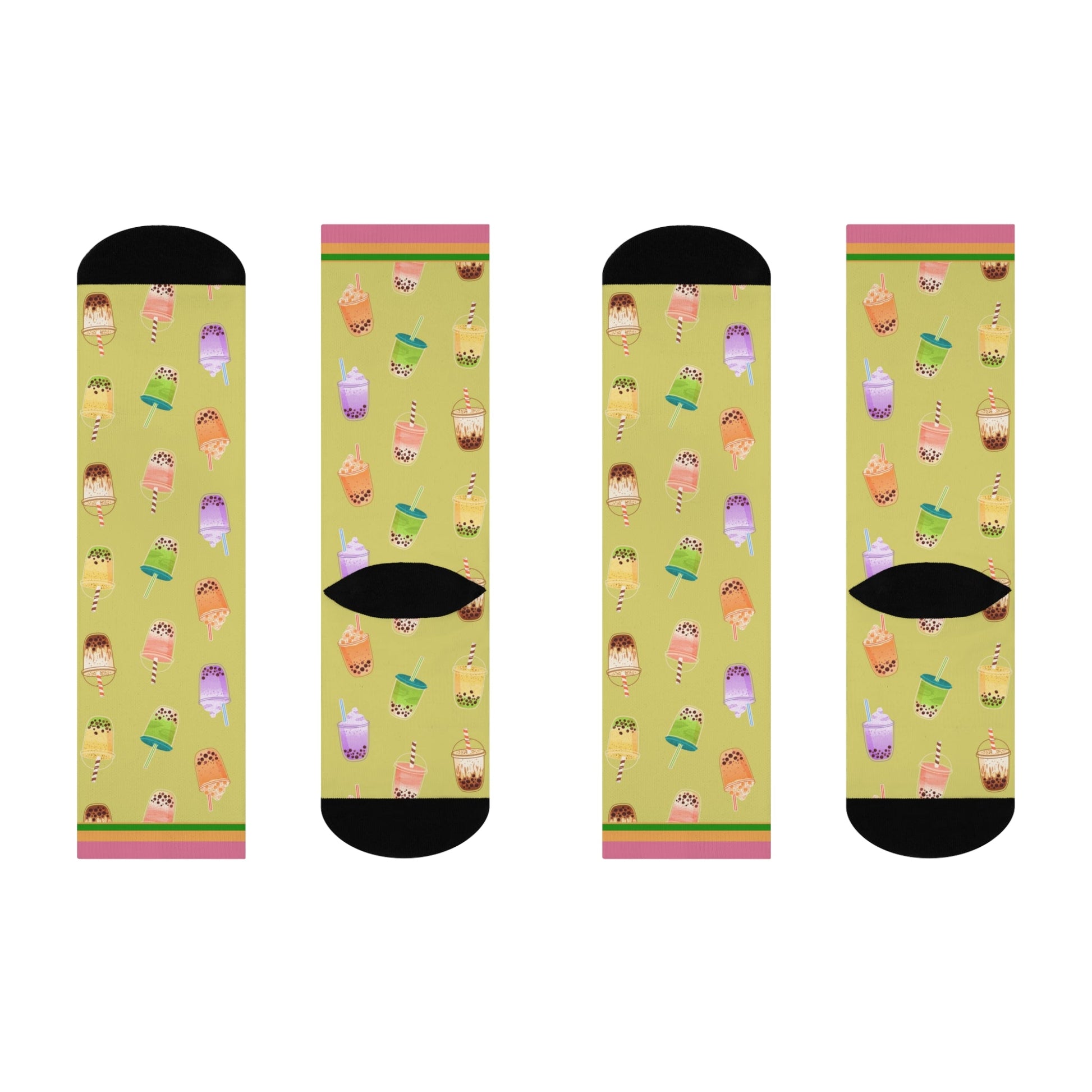 Bubble Tea Socks Boba Unisex Adult Stretchy Mid Calf Original Atlas Wanderlust