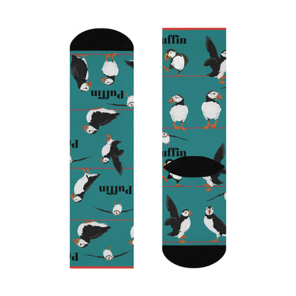 Puffin Socks Atlantic Seabirds Unisex Adult Stretchy Mid Calf Original Atlas Wanderlust