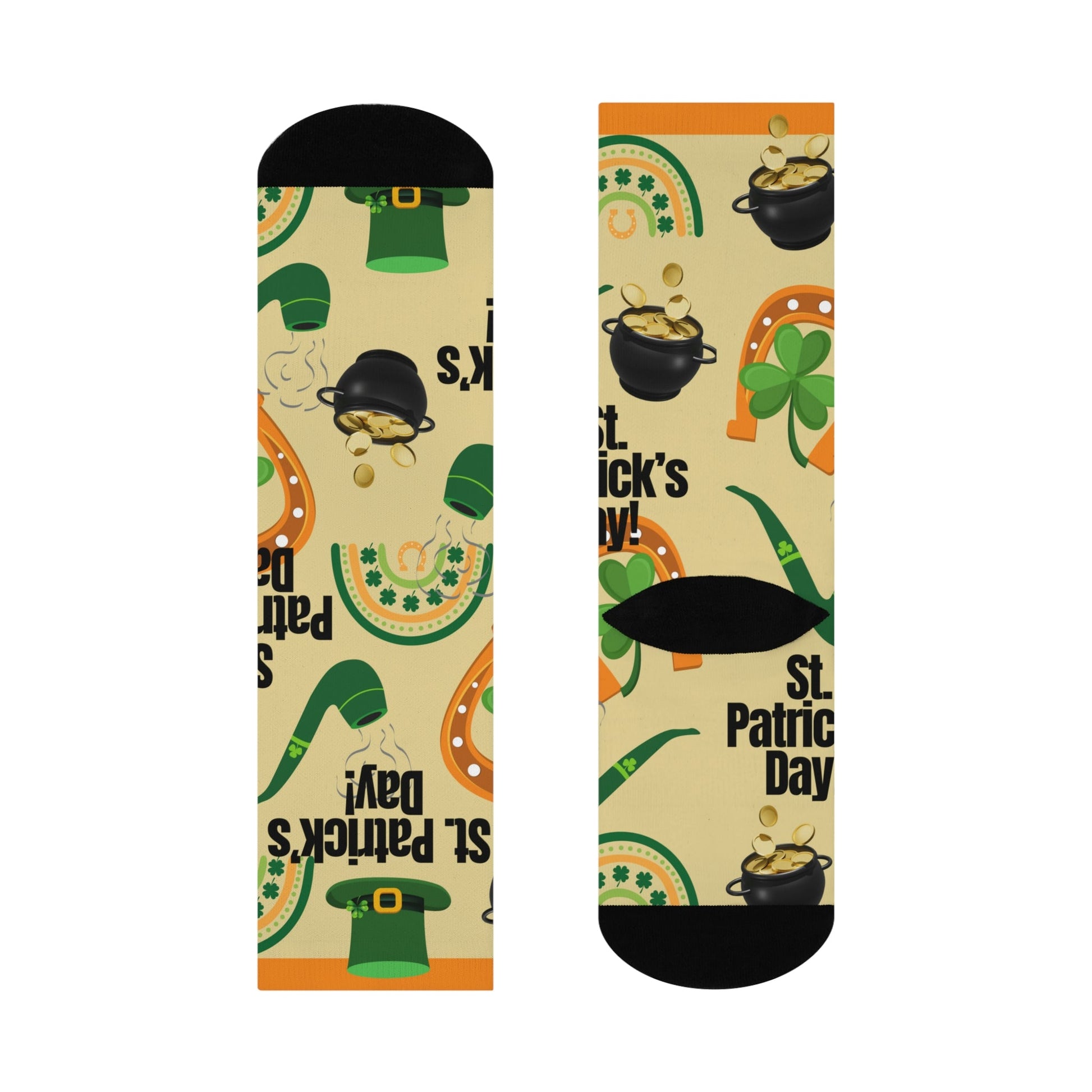 St. Patrick’s Day Socks Pot of Gold Unisex Adult Stretchy Mid Calf Original Atlas Wanderlust