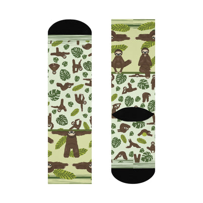 Sloths in Action= Slaction Socks! Unisex Adult Stretchy Mid Calf Original Atlas Wanderlust