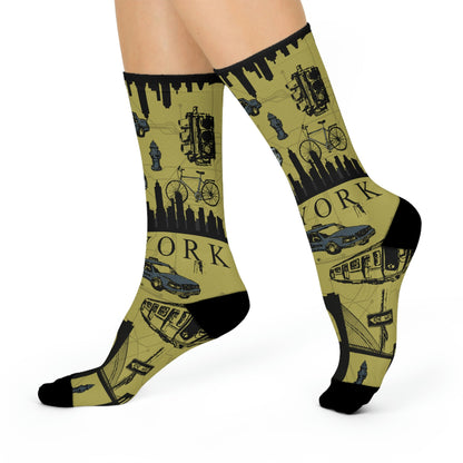 New York City Socks Retro Brooklyn Bridge Unisex Stretchy Atlas Wanderlust