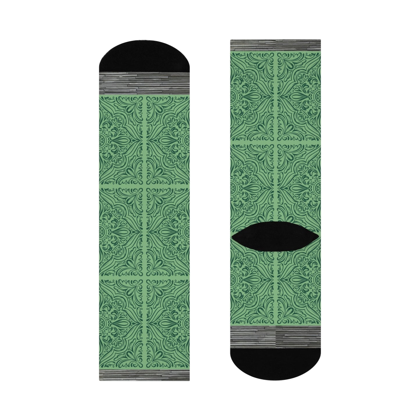Tile Socks Green Victorian Unisex Adult Stretchy Mid Calf Original Atlas Wanderlust