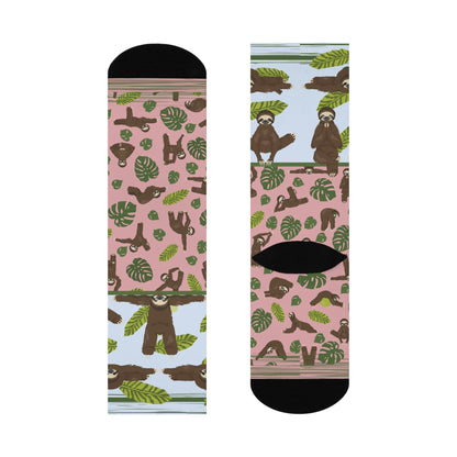 Sloths in Motion= Slotion Socks! Unisex Adult Stretchy Mid Calf Original Atlas Wanderlust