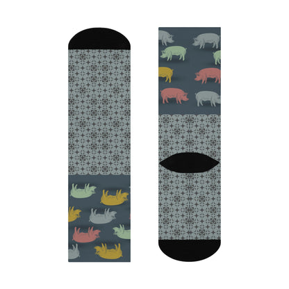 Pig Socks Unisex Adult Stretchy Mid Calf Original Atlas Wanderlust