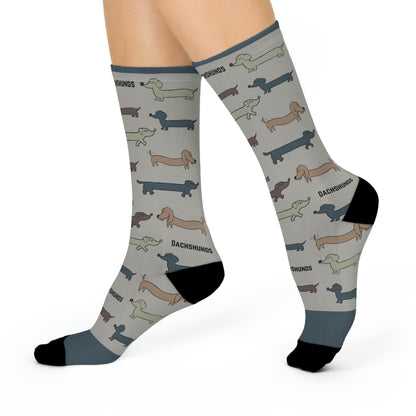 Dachshund Socks Griege Unisex Adult Stretchy Mid Calf Original Atlas Wanderlust