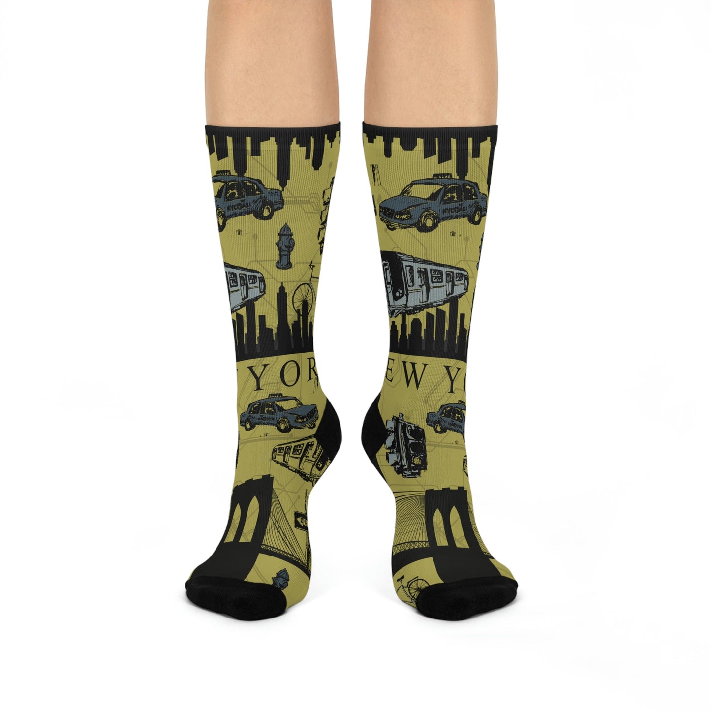 New York City Socks Retro Brooklyn Bridge Unisex Stretchy Atlas Wanderlust