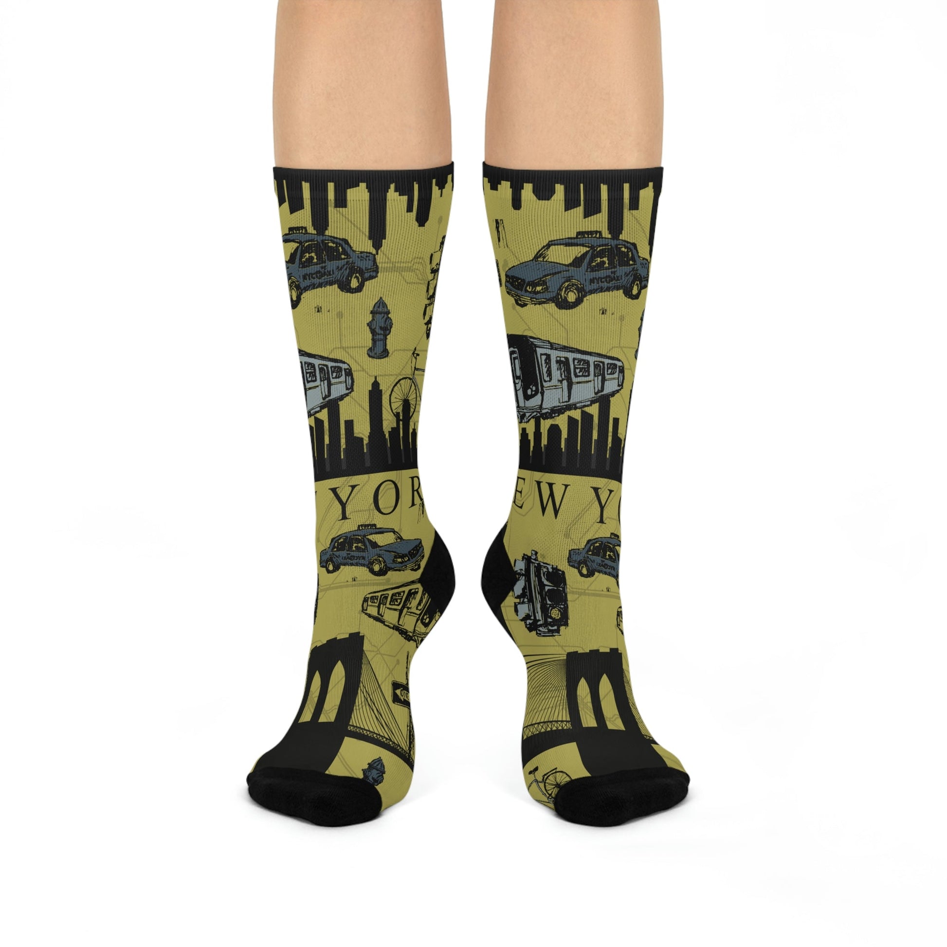 New York City Socks Retro Brooklyn Bridge Unisex Stretchy Atlas Wanderlust