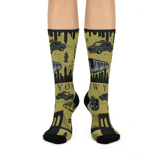 New York City Socks Retro Brooklyn Bridge Unisex Stretchy Atlas Wanderlust