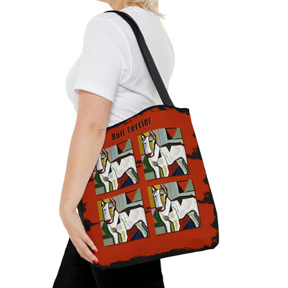 Bull Terrier Tote Bag, Picasso Style Atlas Wanderlust