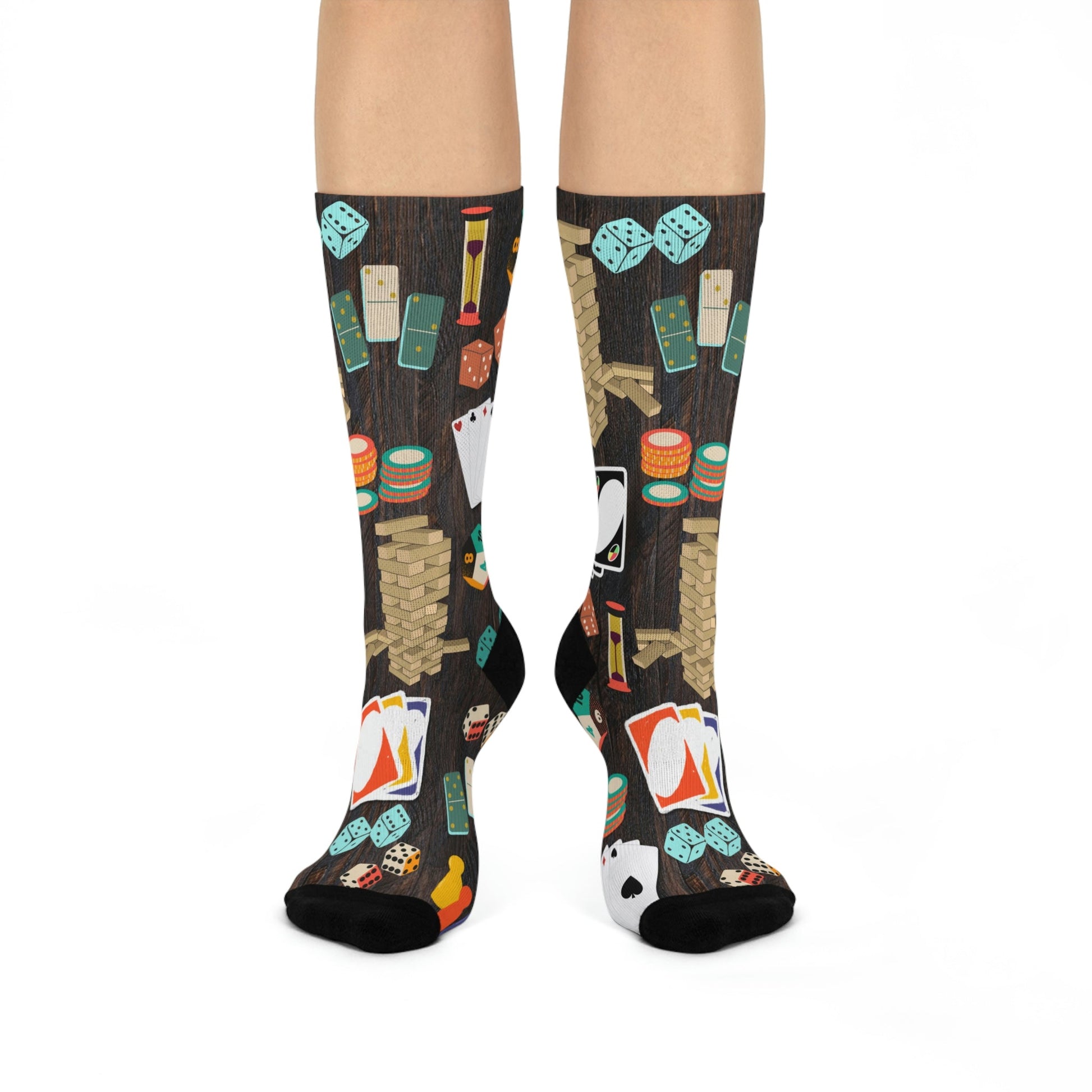 Family Game Night Socks Fun at Large! Unisex Adult Stretchy Mid Calf Original Atlas Wanderlust