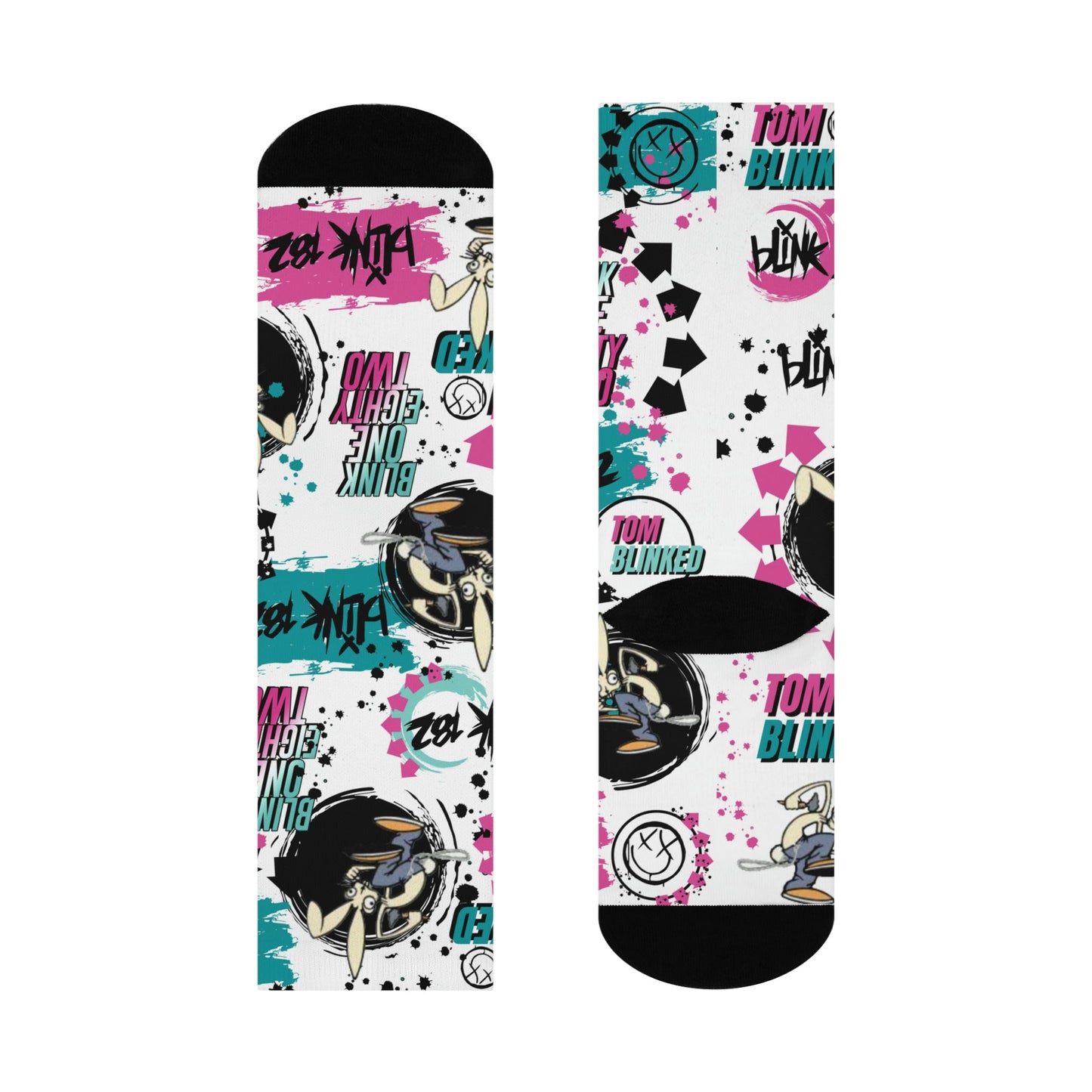 Blink 182 Socks Tom Blinked White Unisex Adult Mid Calf Atlas Wanderlust