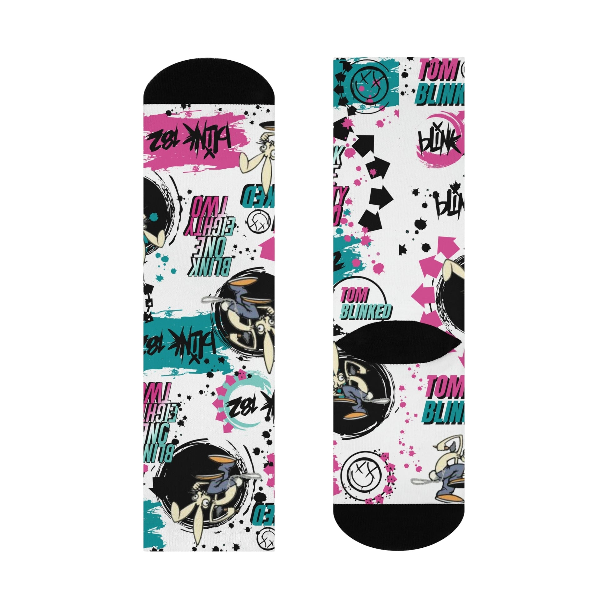 Blink 182 Socks Tom Blinked White Unisex Adult Mid Calf Atlas Wanderlust