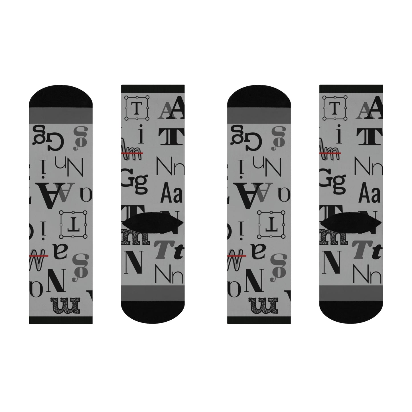 Font Frenzy Socks Typography Unisex Adult Stretchy Mid Calf Original Atlas Wanderlust