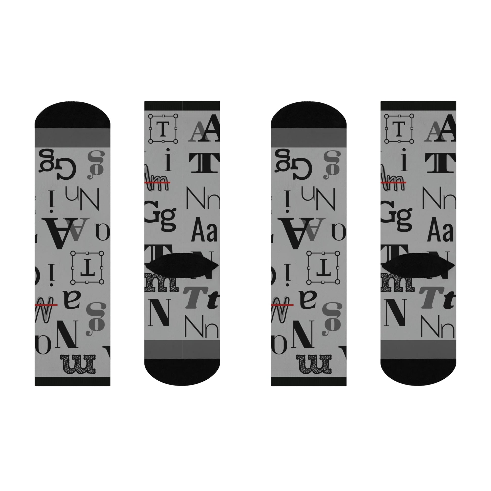 Font Frenzy Socks Typography Unisex Adult Stretchy Mid Calf Original Atlas Wanderlust