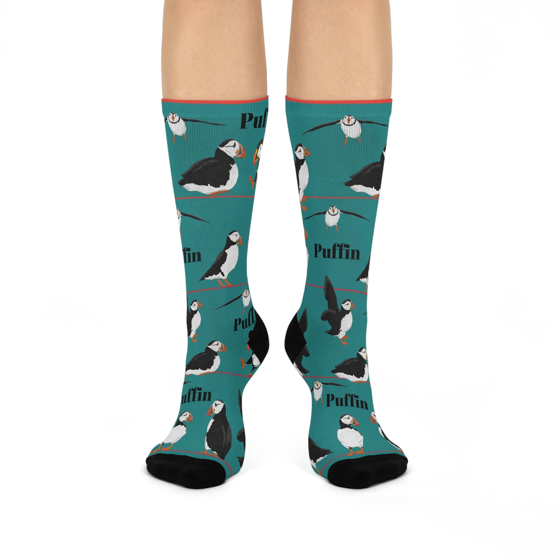 Puffin Socks Atlantic Seabirds Unisex Adult Stretchy Mid Calf Original Atlas Wanderlust