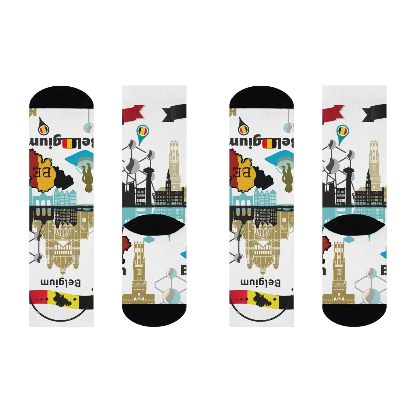 Belgium Socks – Bruxelles Travel Crew Socks Inspired by Culture & Design Atlas Wanderlust