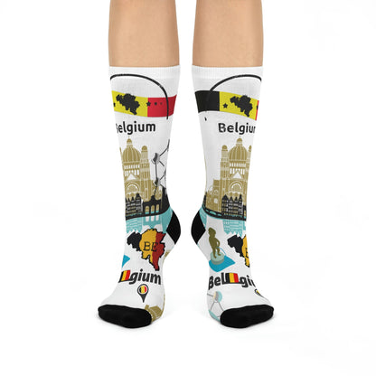 Belgium Socks – Bruxelles Travel Crew Socks Inspired by Culture & Design Atlas Wanderlust