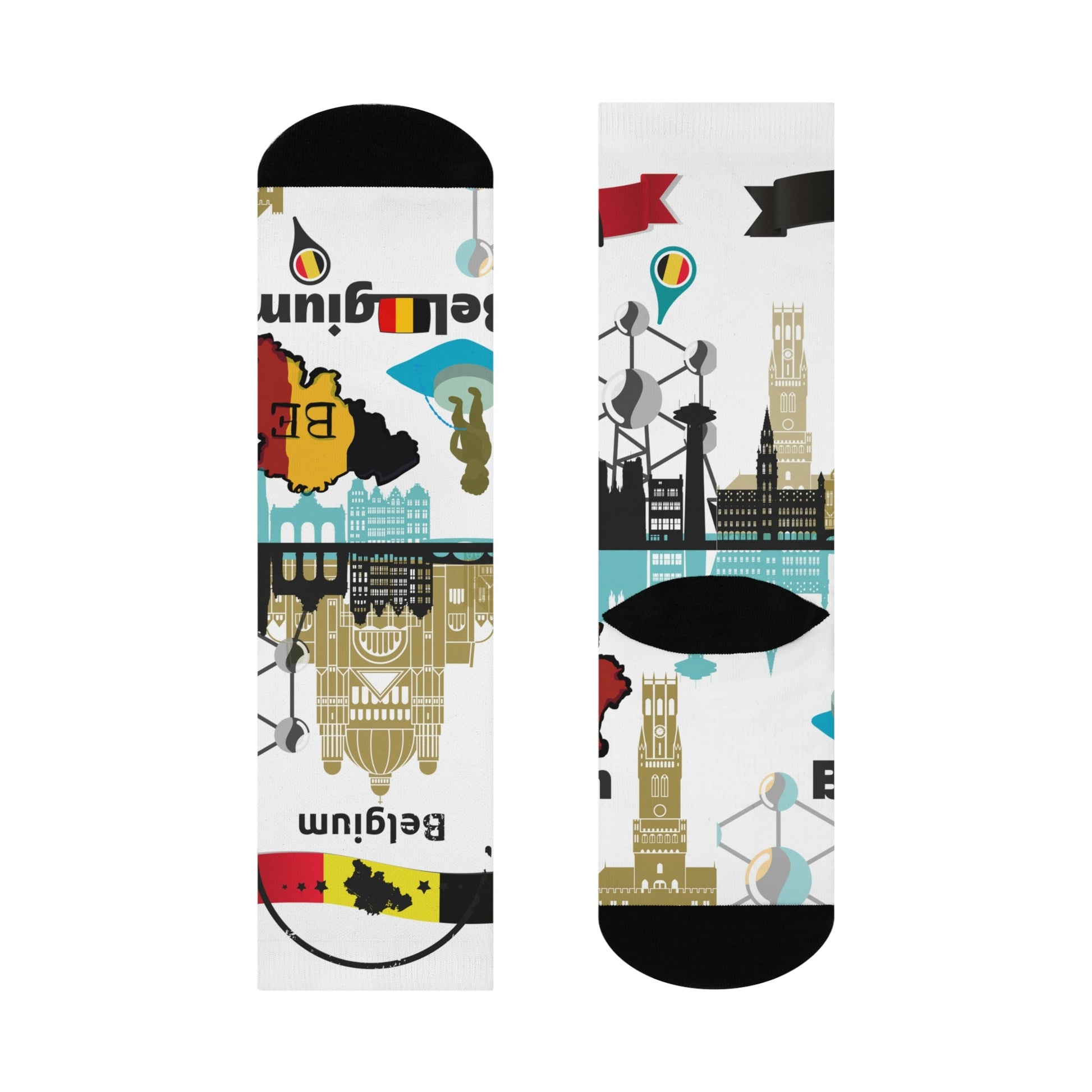 Belgium Socks – Bruxelles Travel Crew Socks Inspired by Culture & Design Atlas Wanderlust