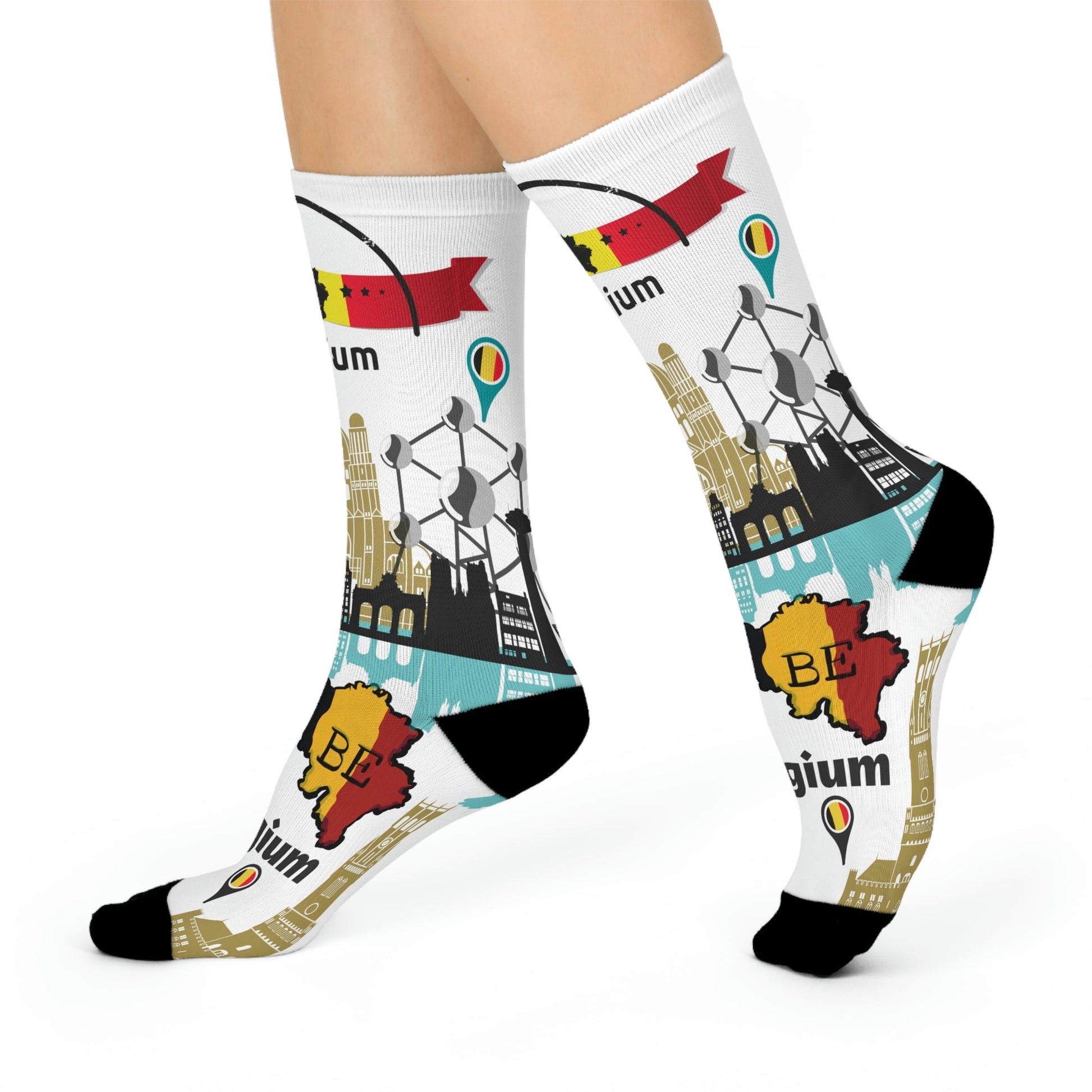 Belgium Socks – Bruxelles Travel Crew Socks Inspired by Culture & Design Atlas Wanderlust