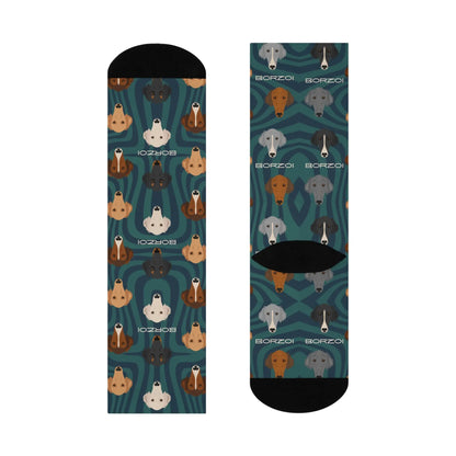 Borzoi Socks Modern Unisex Adult Stretchy Mid Calf Original Atlas Wanderlust