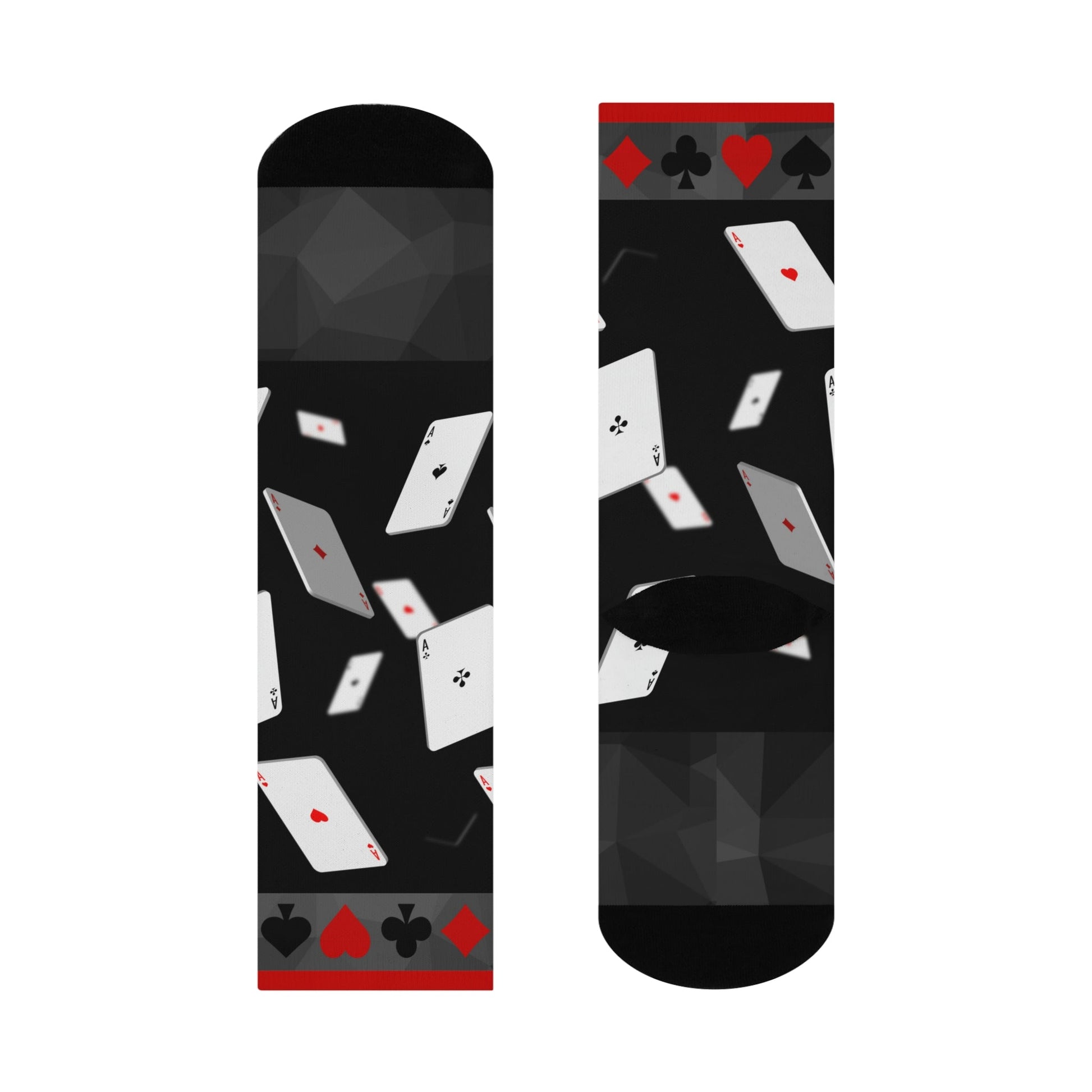 Casino Game Night Socks Gin Rummy Unisex Adult Stretchy Mid Calf Original Atlas Wanderlust