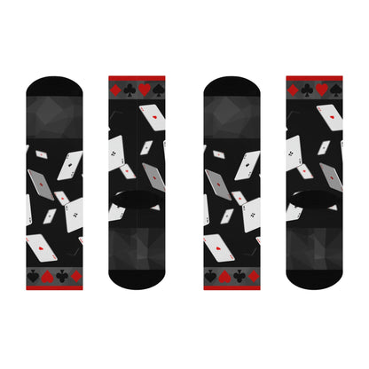Casino Game Night Socks Gin Rummy Unisex Adult Stretchy Mid Calf Original Atlas Wanderlust